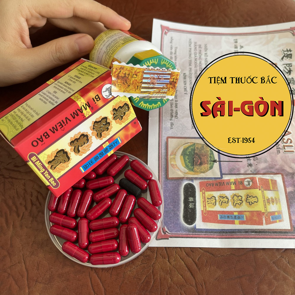 Bì Mẫm Viêm Bảo (Bi Ming Yan Bao) Nắp Xanh Tem Nai Phản Quang tặng kèm Viên Đen Hộp 30 viên