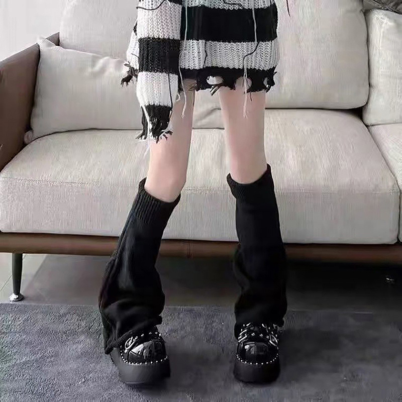 Y2k Winter Leg Warmers Fluffy Goth Accessories Gothic Lolita Knit Long Socks Women Legs Warmers Lady Sock Gothic Stylish Legging.
