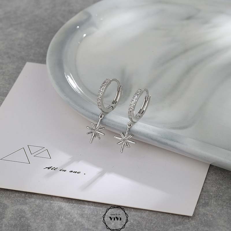 Bông tai bạc Ý kiểu tròn & sao chổi Ebis 2 – ViVi_Gift