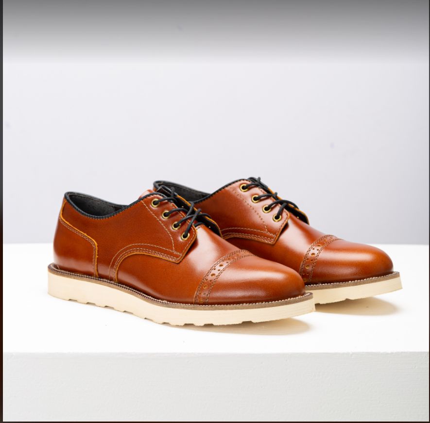 Giày boot nam da bò sáp cao cấp cổ thấp. Oxford 2.0 Orange - Steeler, đế khâu, phong cách workwear. thumbnail