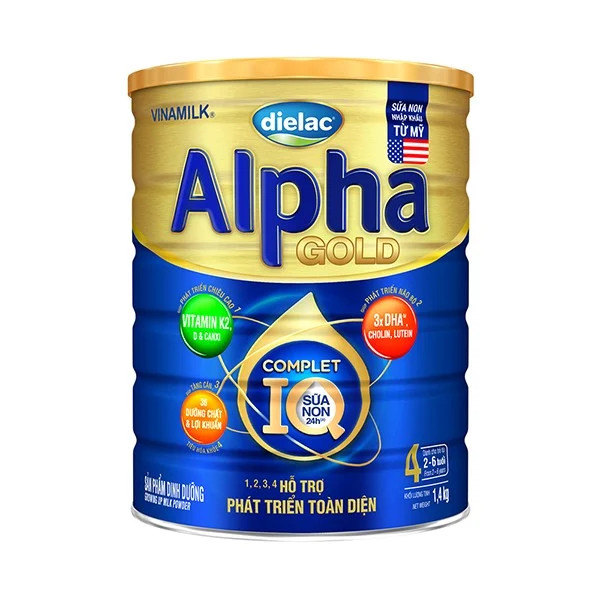 Sữa bột Dielac Alpha Gold 4 - lon 1.4kg (cho trẻ từ 2- 6 tuổi) Sữa non