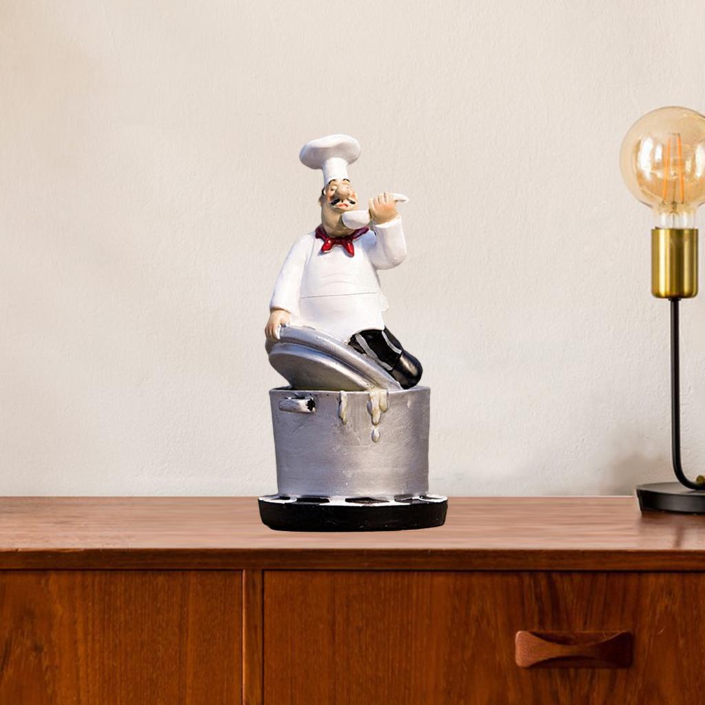 ZYLightt Creative Resin Chef Figurine Statue Model Cooking Kitchen Cafe Table Decor
