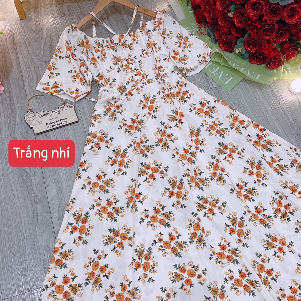Maxi hoa nhí đính ngọc (hình thật +video)