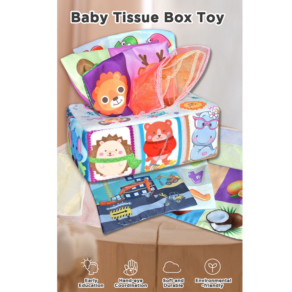 Baby Tissue Box Toy Soft Sensory Toys for Preschool Learning