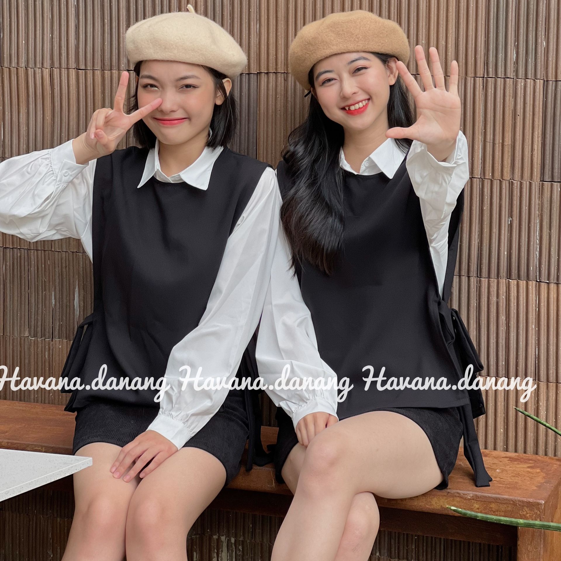 Set sơ mi trắng kèm ghile, set ghile form rộng