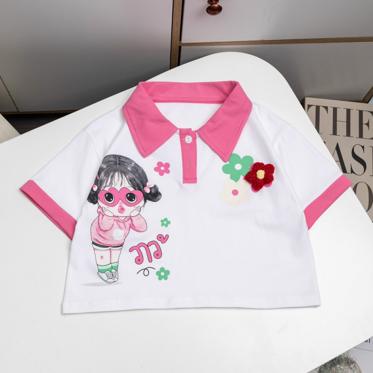 Áo cổ trụ croptop bé gái mắt kính hoa k123 - trang 25 kids - g383