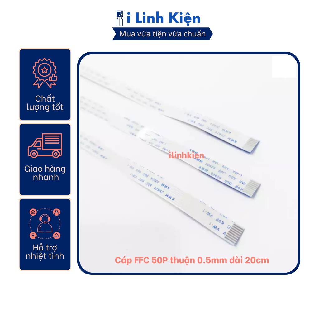 Cáp ffc 50p thuận 0.5mm dài 20cm