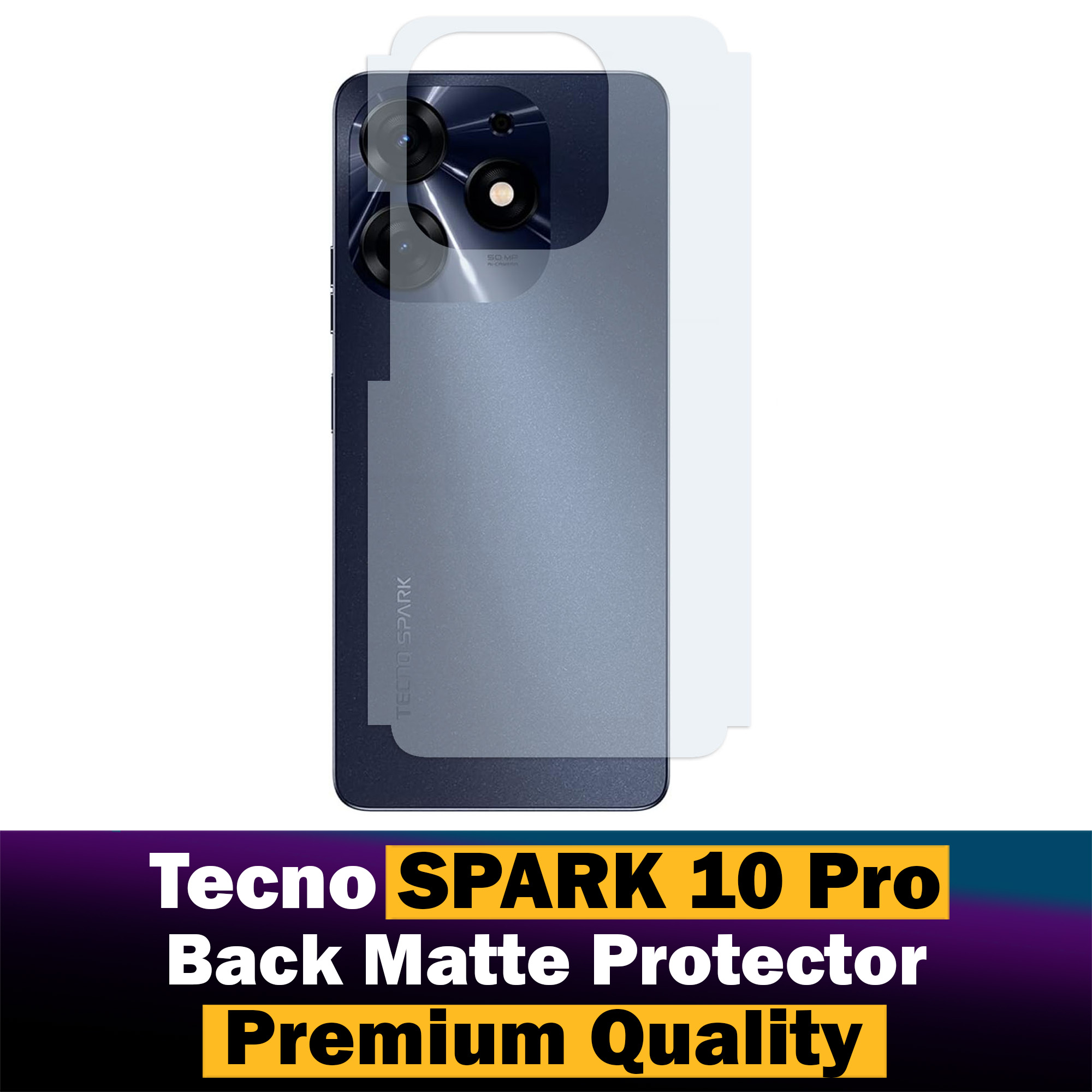 Tecno Spark 10 Pro Back Protector Carbon Fiber Matte Soft Skin Sheet For Spark 10 Pro. 