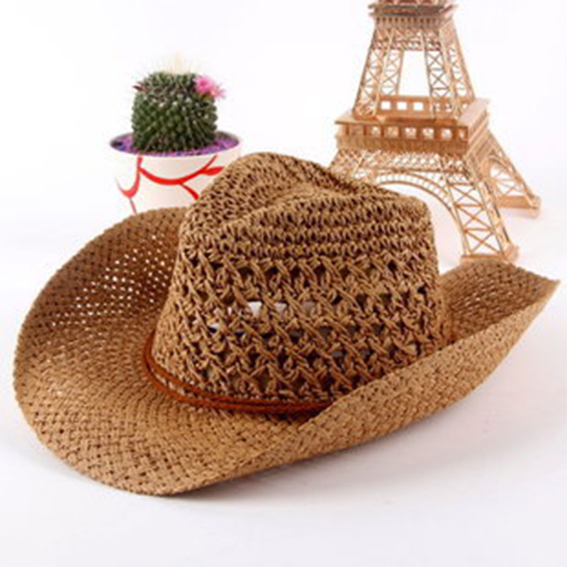 KYUSHUAD Hat - Fashionable Korean cowboy straw hat with large brim Men and women couples fashion straw hat Summer shade beach hat