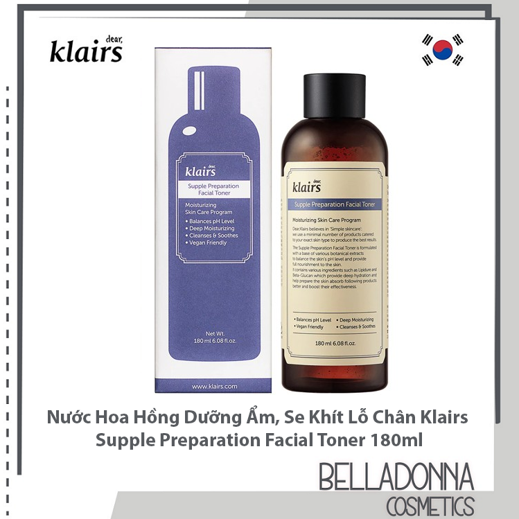 [HCM] Nước Hoa Hồng Dưỡng Ẩm, Se Khít Lỗ Chân Lông Klairs Supple Preparation Facial Toner 180ml