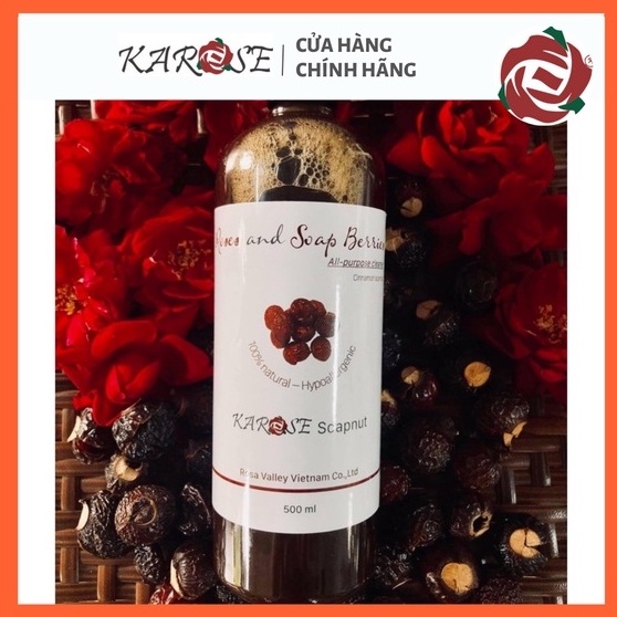Nước rửa chén  KAROSE SOAPNUT hữu cơ bồ hòn hoa hồng