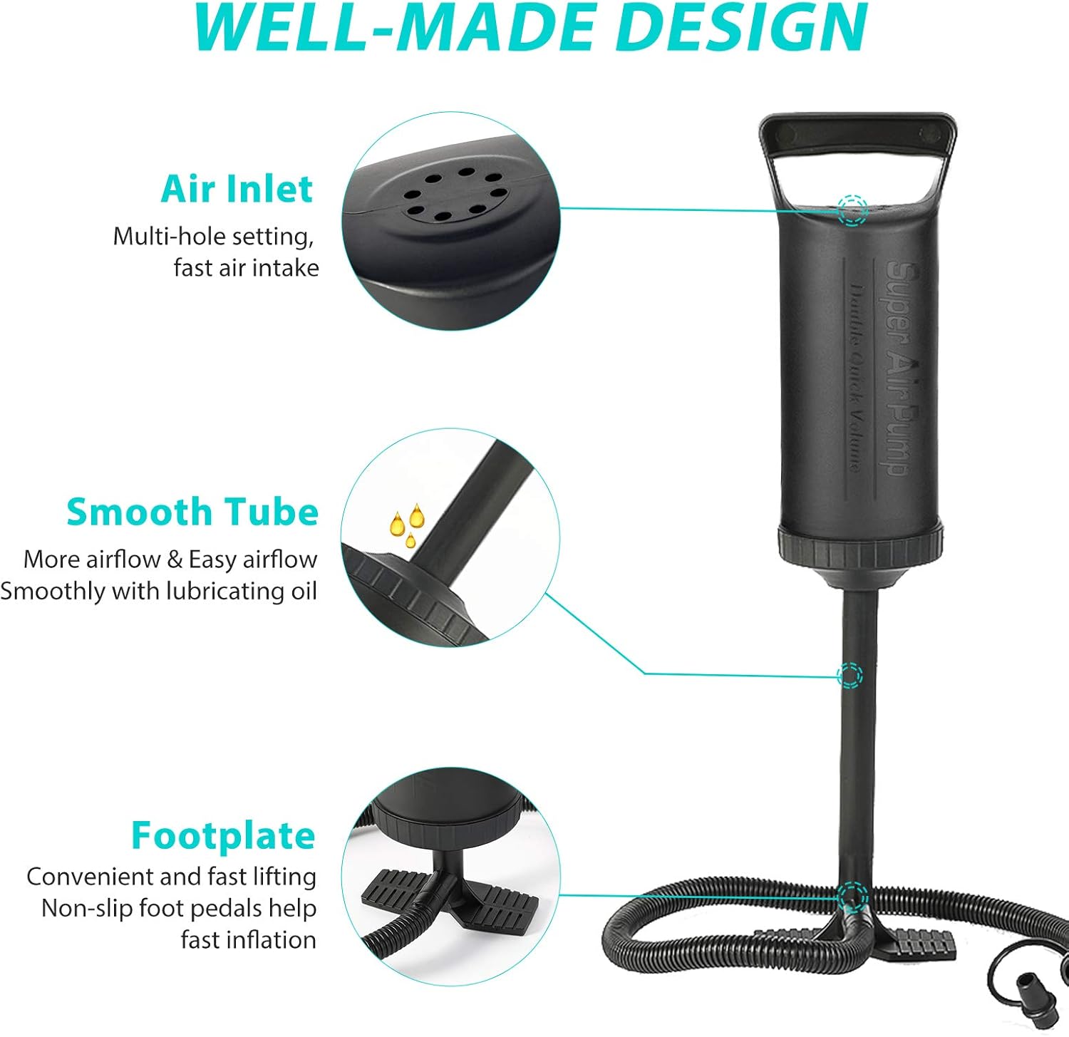 Multipurpose Air Hand Pump for Swimming Pools, Boats, Tubes, Tent, Balloons, etc. - Random Multicolor - Art # JS - AP-Bl90100 & SP90650-0003. 