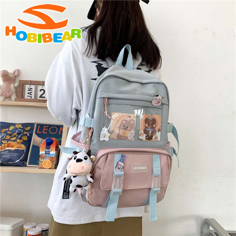 HOBIBEAR Ba Lô Hàn Quốc Mới Ba Lô Trung Học Sức Chứa Lớn Ba Lô Thời Trang