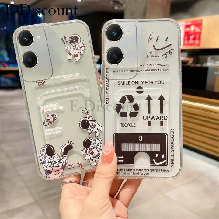 New Phone case Vivo Y18 Y03 Y28S Back cover Card Holder Wallet Astronaut Arrow Transparent Soft Case For Vivo Y03 Y18 Y28S case