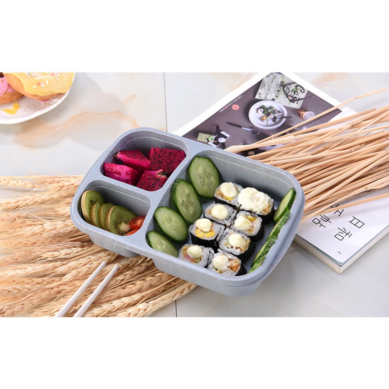 Hộp Cơm Khay Nhựa Lúa Mạch 3 Ngăn