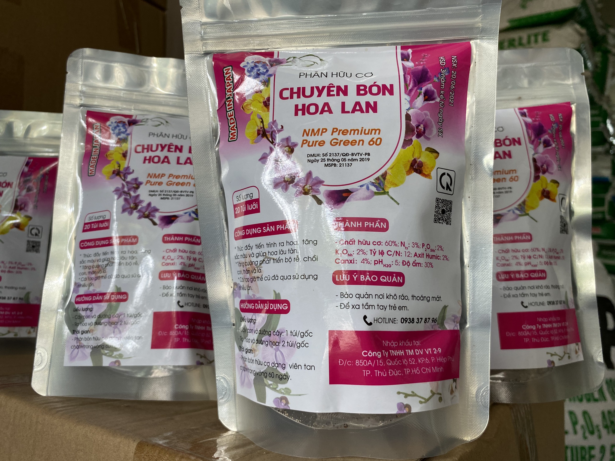 [HCM] Phân hữu cơ NHẬT tan chậm chuyên bón cho HOA LAN (20 túi lưới)