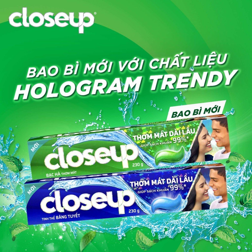 Kem Đánh Răng Closeup Bạc Hà Thơm Mát - Tuýp 230G
