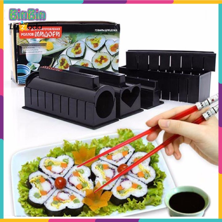 Dụng cụ làm sushi cuộn, khuôn làm sushi tại nhà. Bộ Dụng Cụ Làm Sushi 10 Món - khuôn làm cơm cuộn sushi, khay làm cơm cuộn cao cấp
