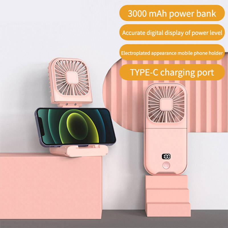 SADA Digital display hanging neck fan Cross-border USB charging desktop folding portable handheld small fan