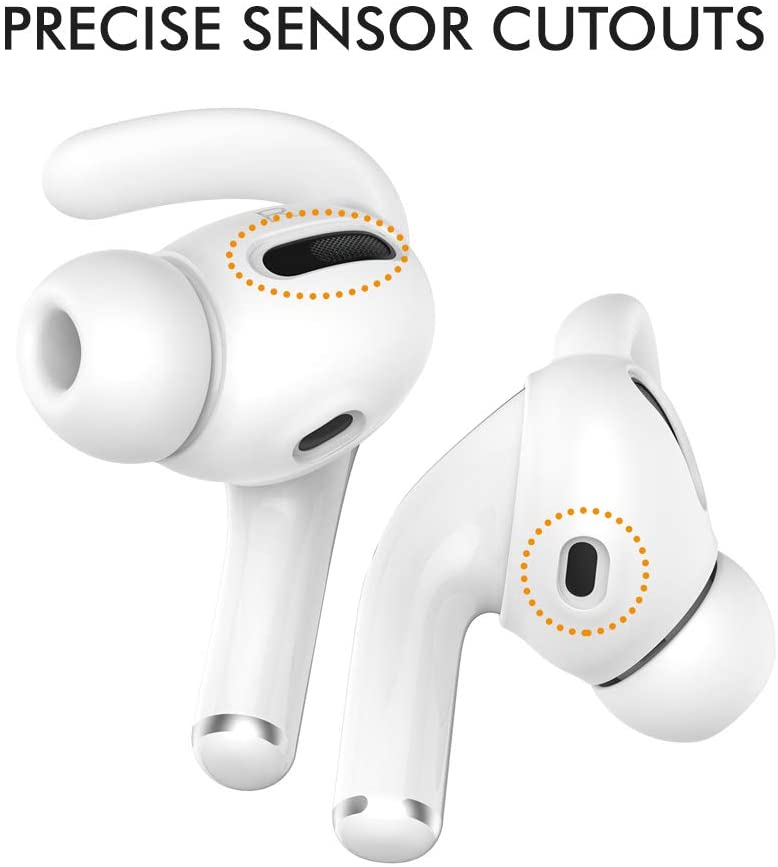 Anti-Slip Silicone Earhooks Soft Sport Covers 【Not Fit in The Charging Case】 2 Pairs Sets White/Black with Storage Case JNSA AirPods Pro Ear Hooks Ear Covers Compatible with Apple AirPods Pro 