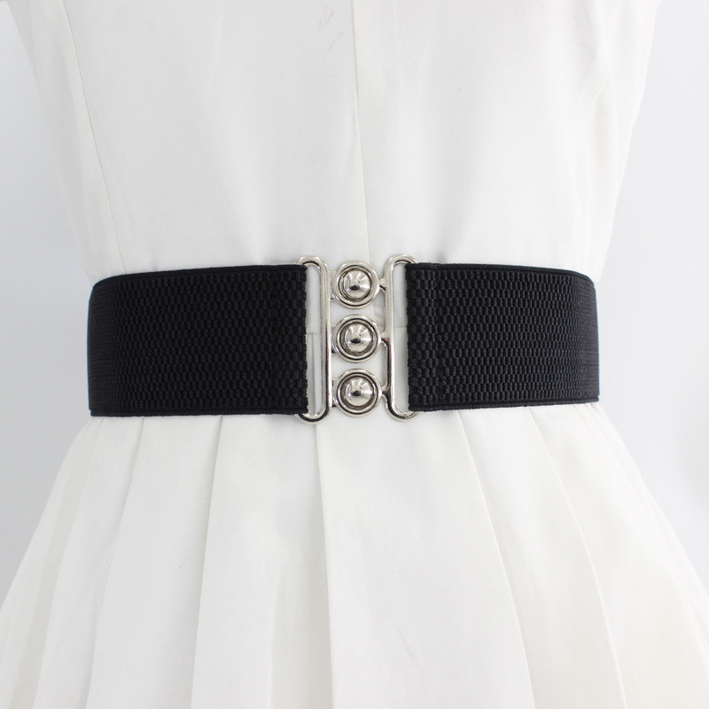 Cinch Belt Wide Silver Belts Ladies 5cm Wide Elastic Belt Stretchy