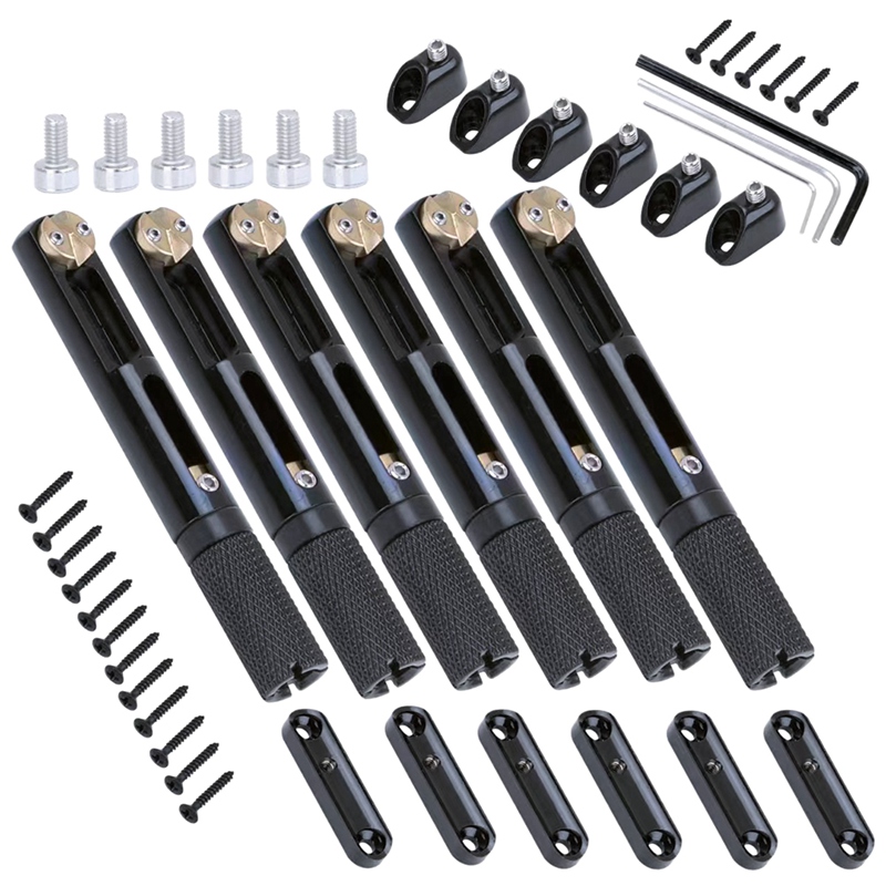 Saddle Headless Electric Guitar Bridge Tailpiece with Wrench Black Metal Guitar Part for Headless Electric Guitar
