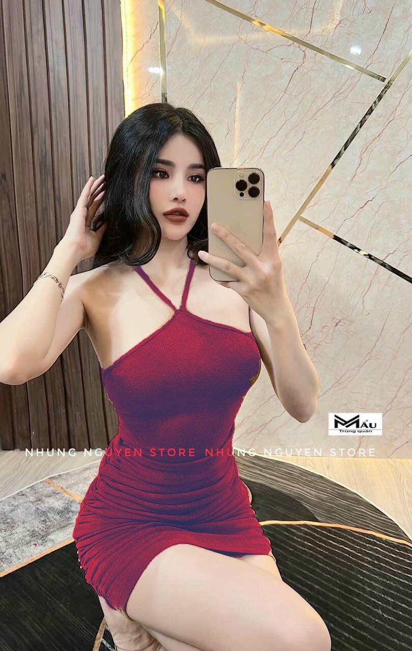 Đầm yếm có mút rút dây sau cực xinh cho cô nàng năng động