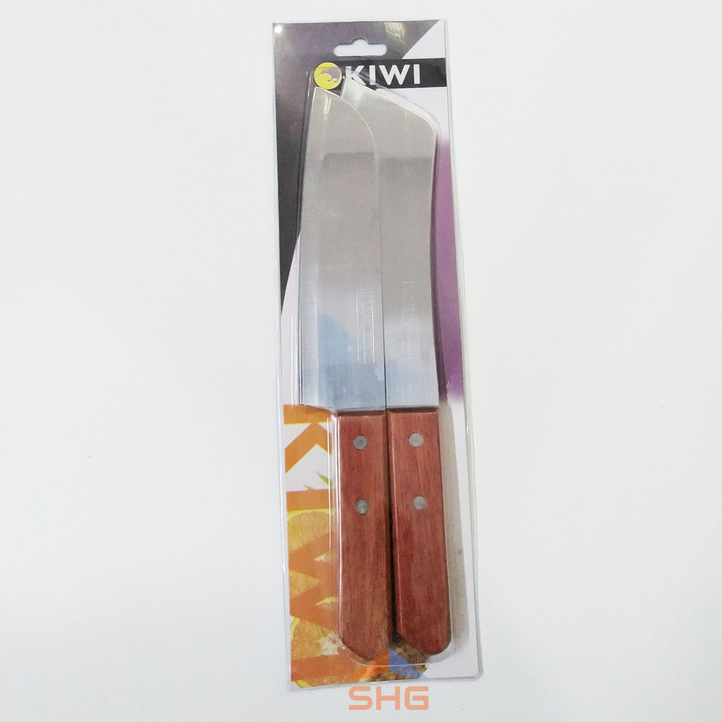 Bộ 2 dao nhà bếp kiwi thái lan cán gỗ, inox không gỉ, sắc bén – shop nguyễn kim