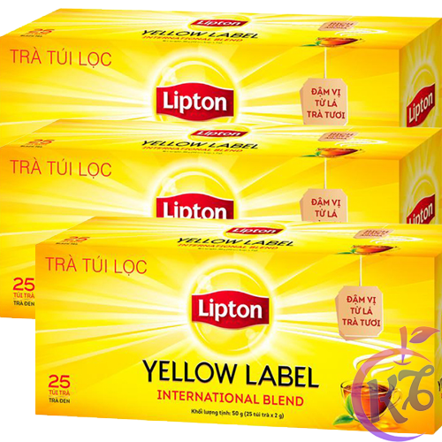 [FreeShipMAX] Combo 3 hộp Trà lipton túi lọc nhãn vàng hộp 25 gói x 2g chiết xuất 100% lá trà tươi thiên nhiên - tra lipton tui loc nhan vang thumbnail