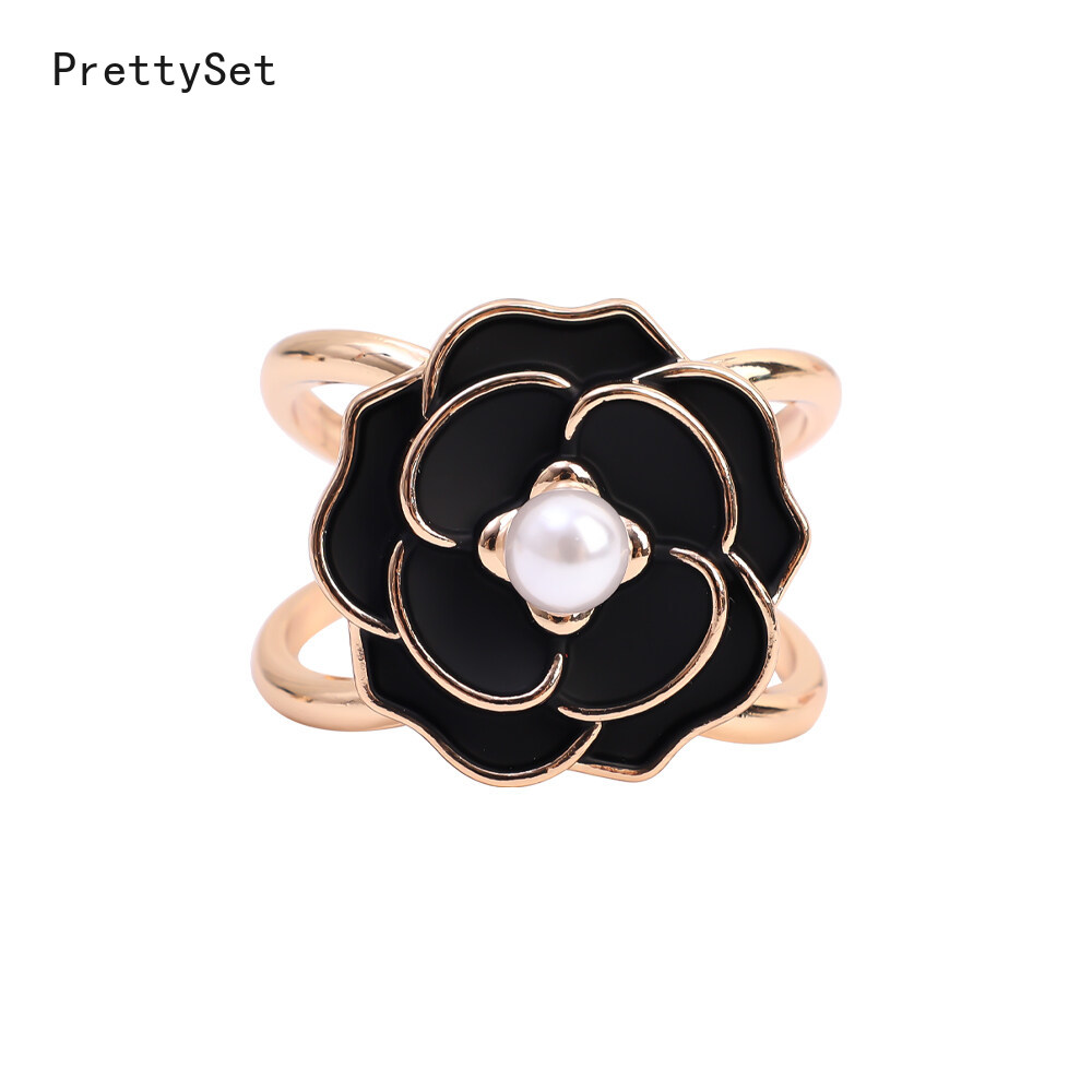 Elegant Pearl Floral Scarf Ring Clip Camellia Flower Scarf Buckle for Women Scarf Ring Buckle Women Metal Shawl Clip Buckle