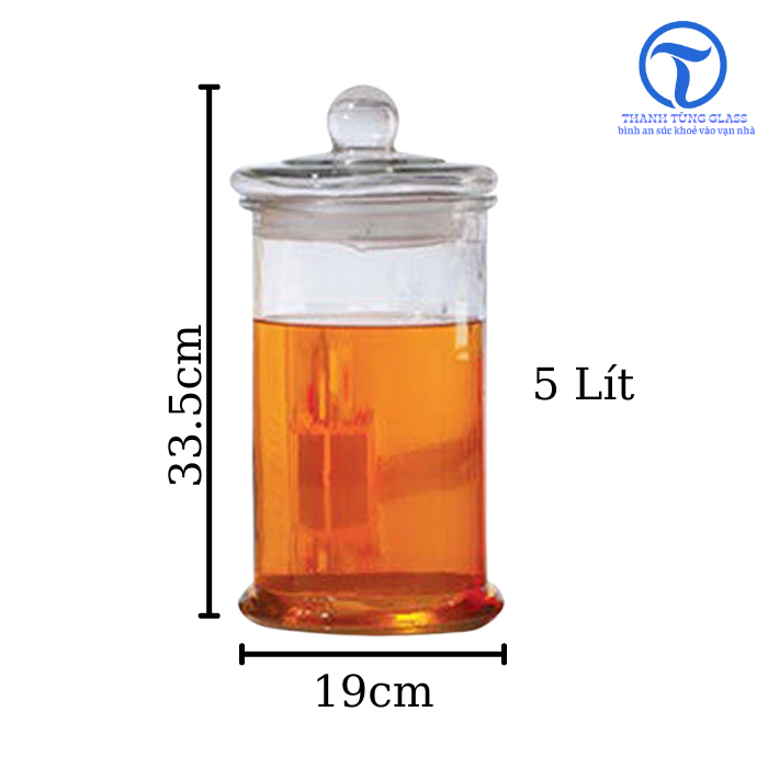 bình ngâm rươu thuỷ tinh 5 lít . không van