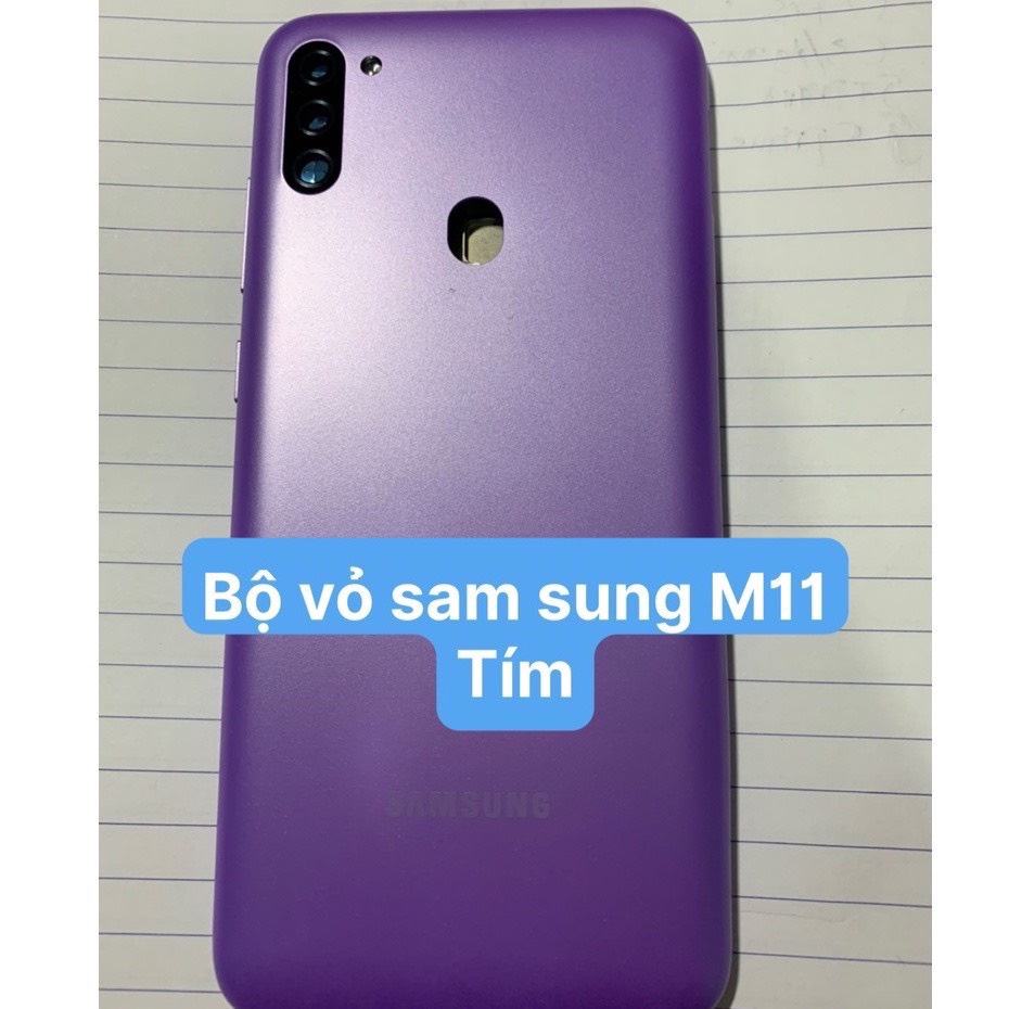 Bộ xương vỏ zin mới điện thoại sam sung m11 gồm kính cam,nút bấm,lưng,sườn)