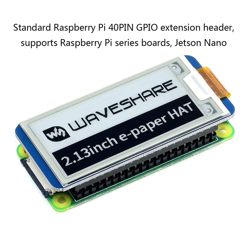 Waveshare 2.13Inch E-Ink Display HAT, Black,White Two-Color 250X122 Pixel E-Paper Screen LCD for Raspberry Pi 4B/3B+/3B/2B/Zero
