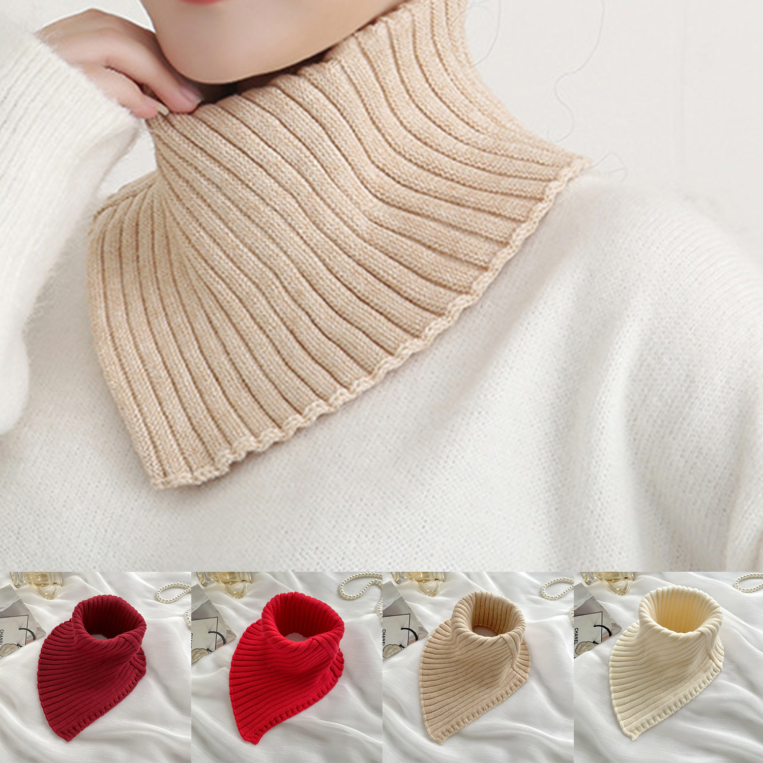 1Pc Warm Knitted Fake Collar Women Turtleneck Knitted False Fake Collar Detachable Neck Scarf Thicken Windproof Fake Collars