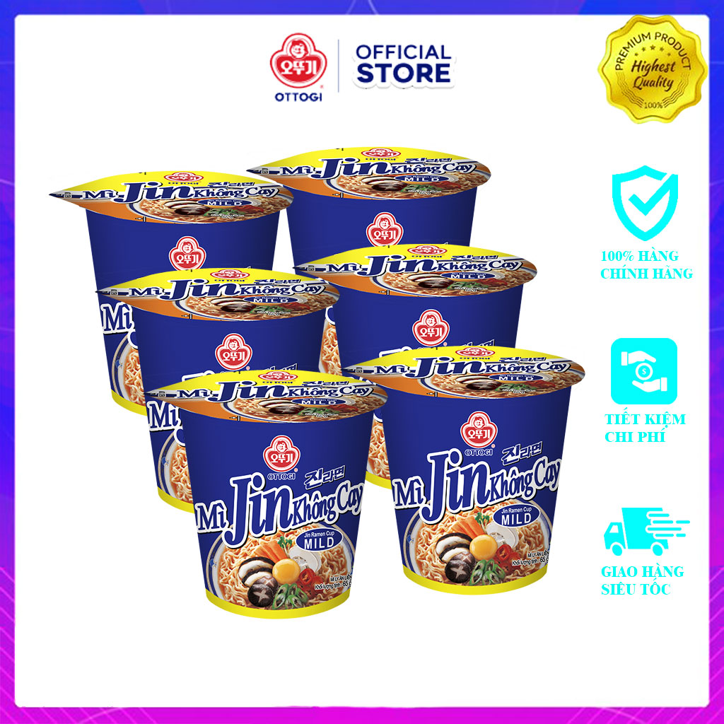 Combo 6 ly mì jin không cay hàn quốc ottogi 65gx6