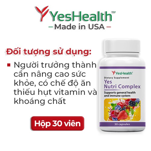 Viên uống bổ sung Vitamin và khoáng chất tổng hợp Yes Nutri Complex hỗ trợ tăng cường sức khỏe tổng thể nâng cao đề kháng