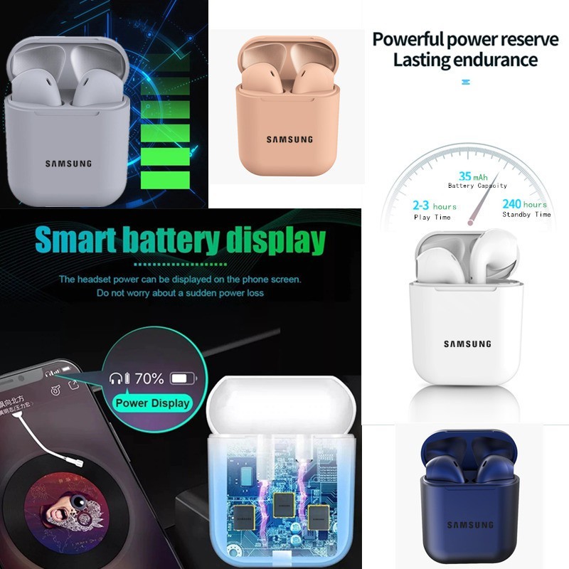 🎧COD+original+Ready Stock🎧Samsung Macaron I12 TWS Earbuds Bluetooth 5.0 Airpods Earphone Wireless Headset 3D Surround Sound Headphone