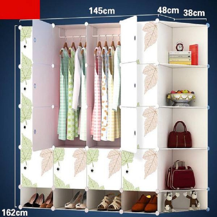 [HCM]Tủ nhựa ghép - Tủ đựng quần áo - 16 ô và 4 ô giày