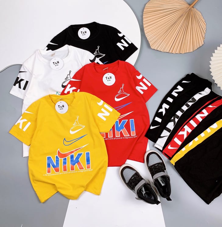 Bộ cotton in chữ Niki cho bé trai 25-35kg