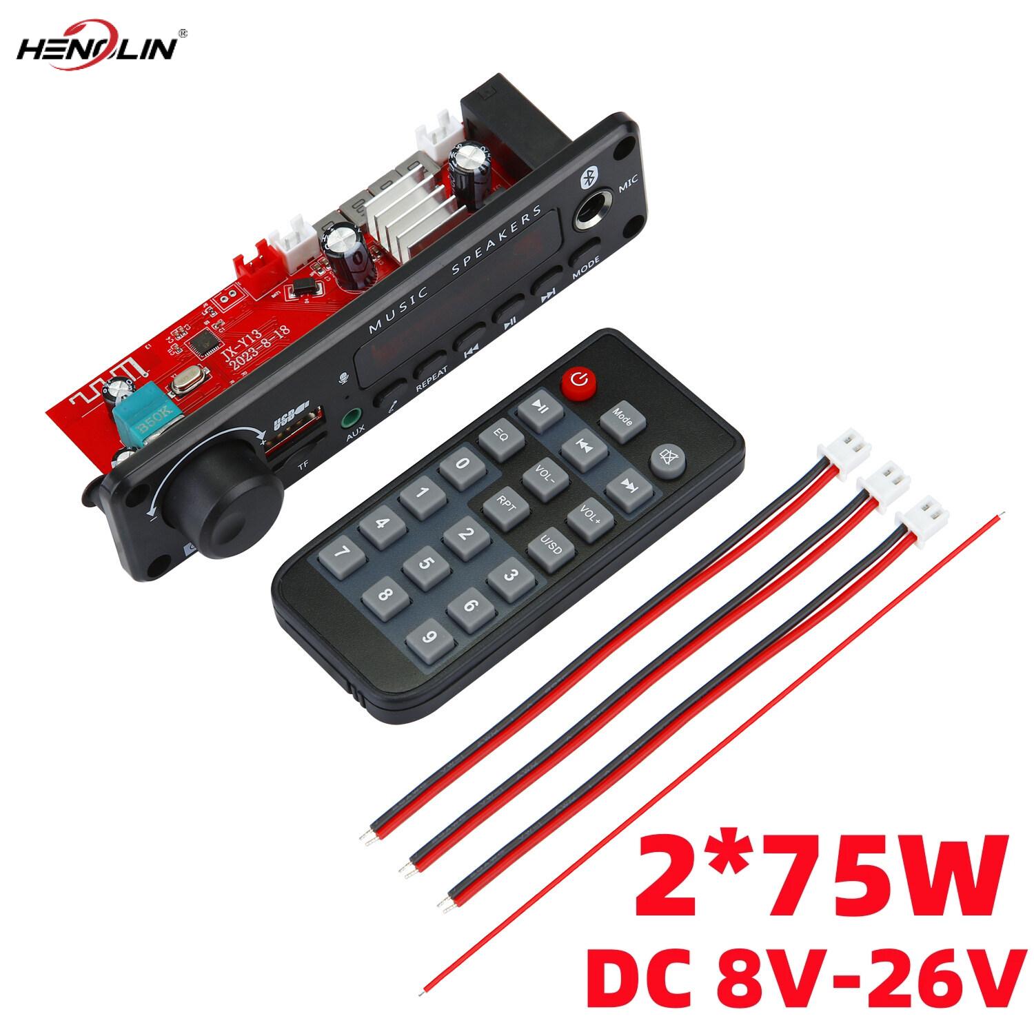HLINKEY 2*75W Khuếch Đại Bluetooth Bảng Giải Mã 8V-26V 6.5Mm Microphone FM Đài Phát Thanh USB TF Xe MP3 Máy Nghe Nhạc Loa điều khiển âm lượng