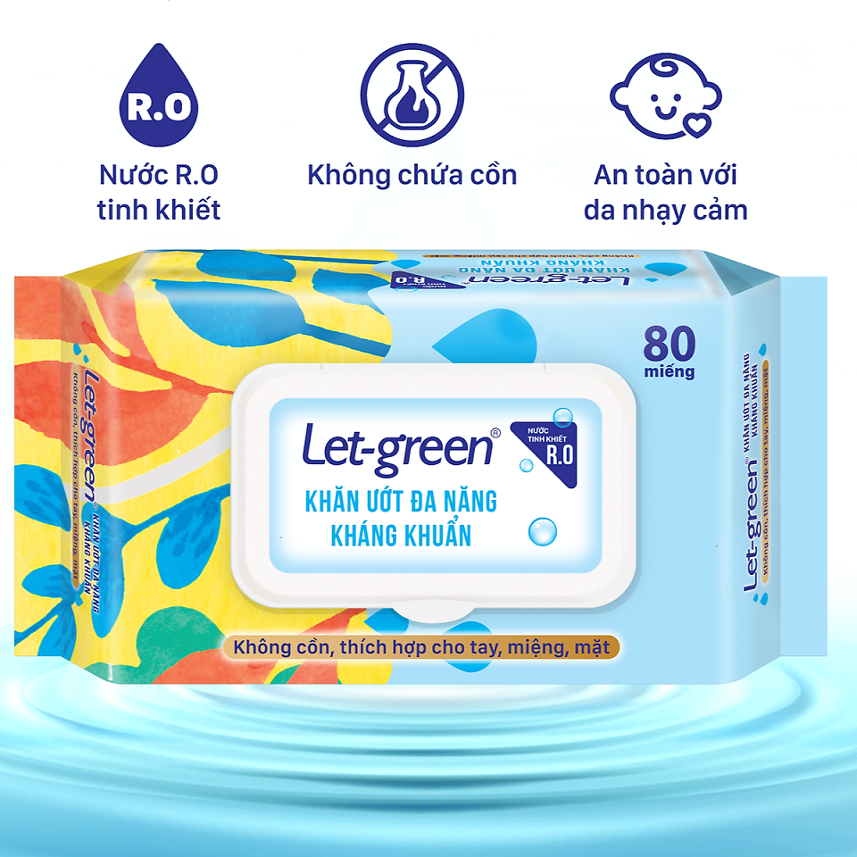 Khăn ướt không cồn 80 miếng Let-green