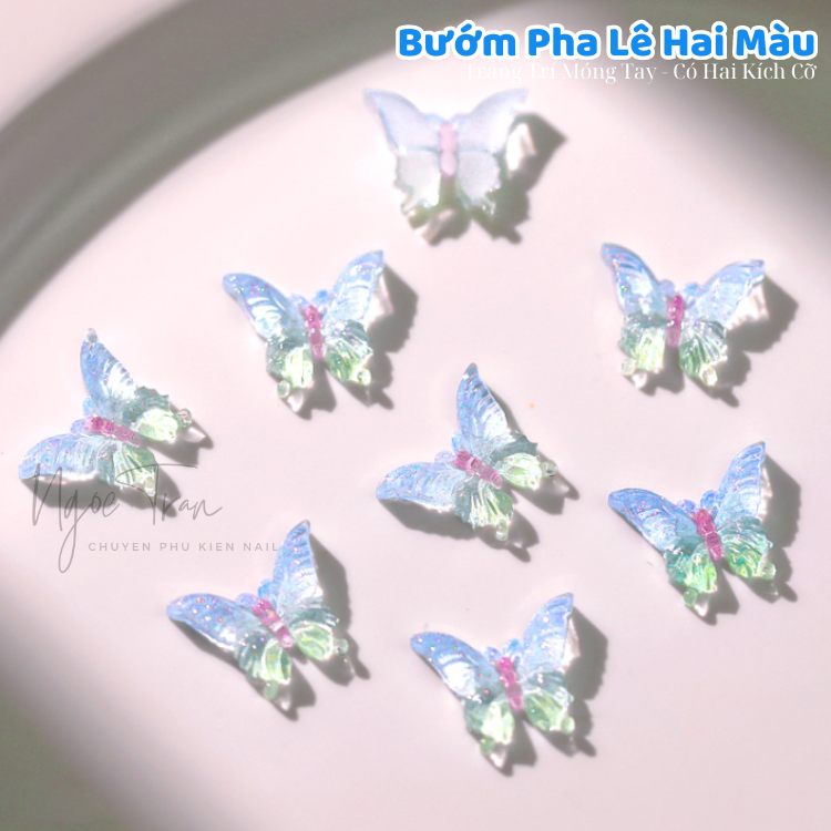 Charm Bướm Pha Lê Xanh Sapphire | Trang Trí Móng Tay