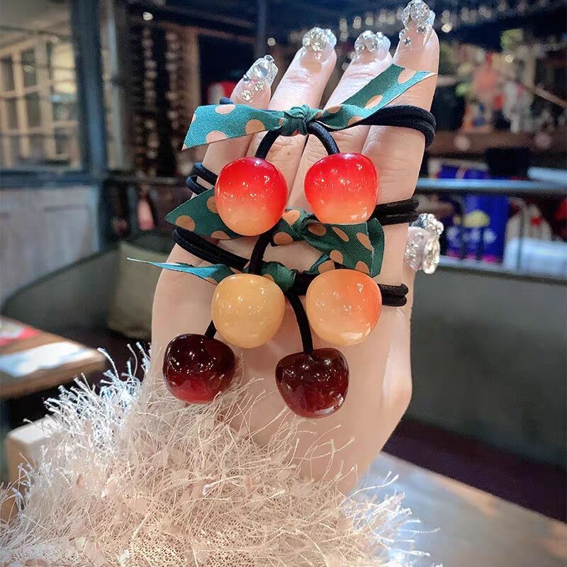 Cột tóc thắt nơ quả Cherry cute (Nhiều màu)