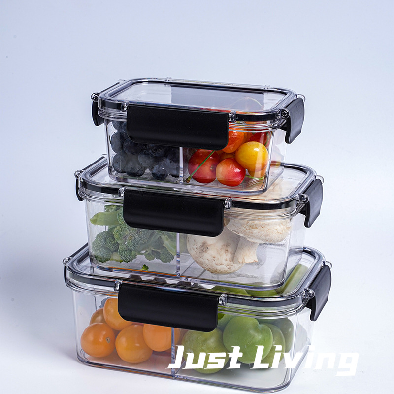 JustLiving Hộp Đựng Kín Trong Tủ Lạnh Có Nắp Hộp Giữ Tươi Chia Được Hộp Đựng Thực Phẩm Trong Suốt Hộp Bento Trái Cây Và Rau Củ Hộp Cơm Trưa Di Động