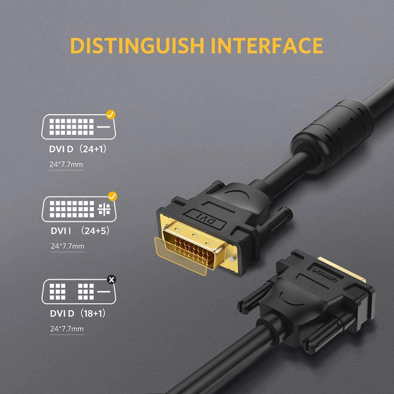 Cáp DVI Ugreen DV101 hỗ trợ 2K60Hz dài từ 1M đến 5M - Dây DVI 24+1