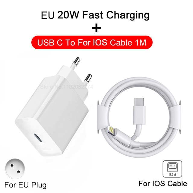 For apple pd 20w original charger for iphone 14 13 12 11 pro max mini 14 plus xr x xs usb c fast charging type-c lightning cable