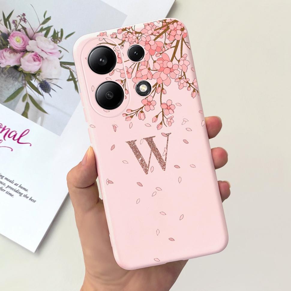 For xiaomi redmi note 13 4g matte lovely letters case phone cases 6.67" silicon soft tpu cover for redmi note 13 note13 funda
