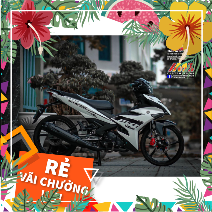 Tem rời mẫu sniper đen cho exciter 150 trắng
