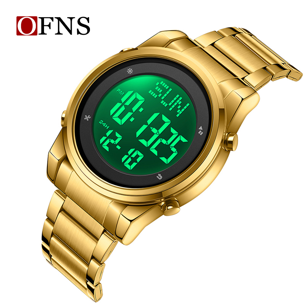 OFNS Metal Electronic Watch LED Display Watch Trend Waterproof Multi functional Men's Watch NS6160-5.