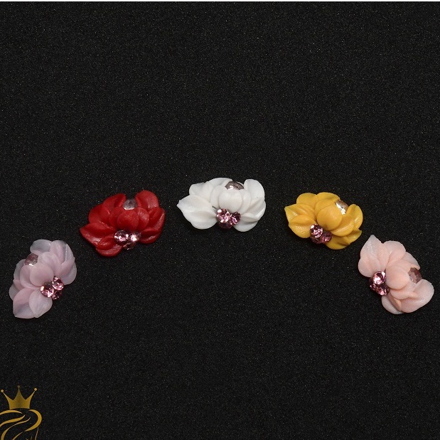 Hoa bột Nail, hoa 3D gắn Móng chân, móng tay,10 cánh, đá cạnh